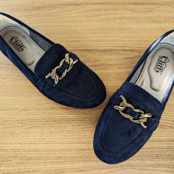 Cliffs by White Mountain Gainful Loafer Navy Suede 7.5M - Picture 1 of 5
